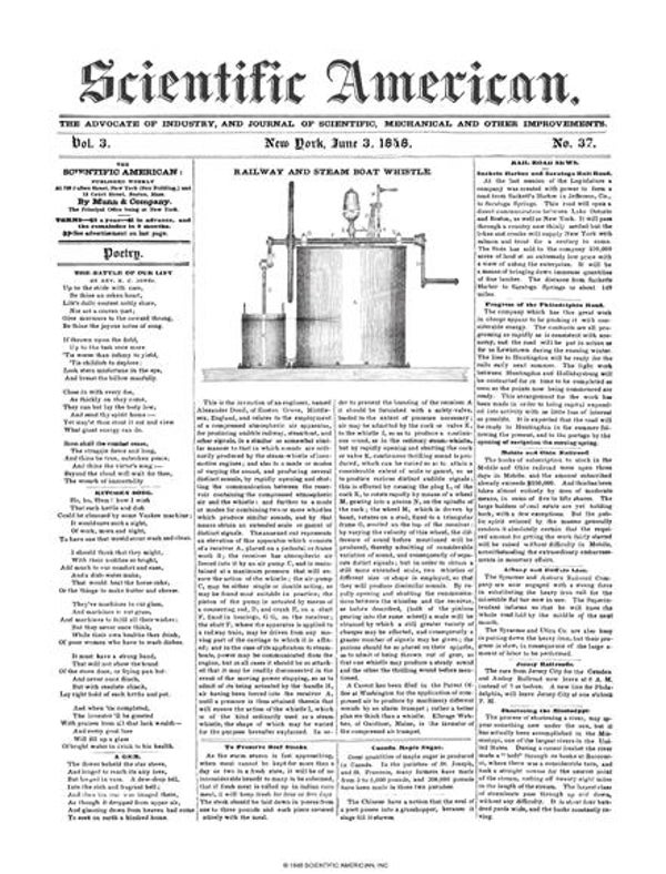 Scientific American Magazine Vol 3 Issue 37