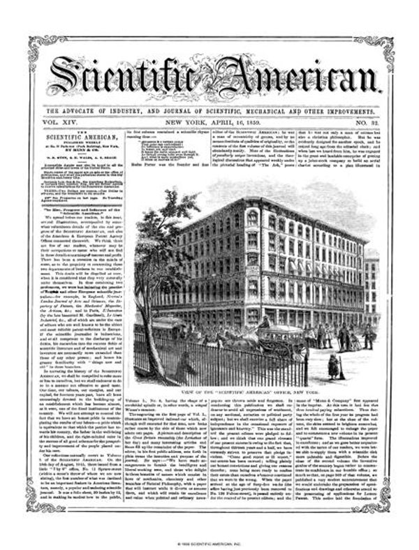 Scientific American Magazine Vol 14 Issue 32