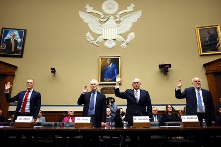 Dr. Jamie Metzl, Nicholas Wade, Paul Auwaerter and Robert Redfield testifying.