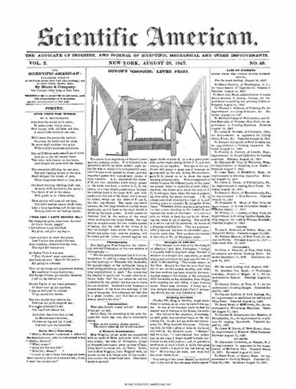 Scientific American Magazine Vol 2 Issue 49