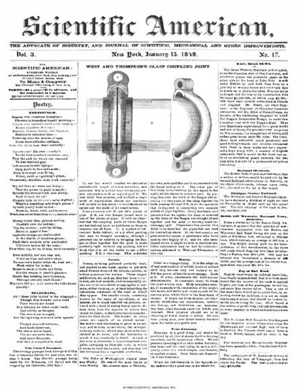 Scientific American Magazine Vol 3 Issue 17