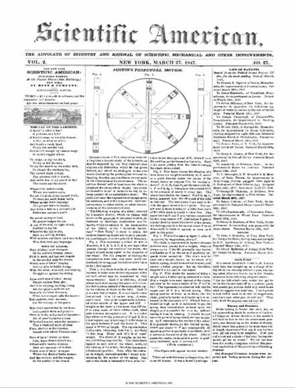 Scientific American Magazine Vol 2 Issue 27