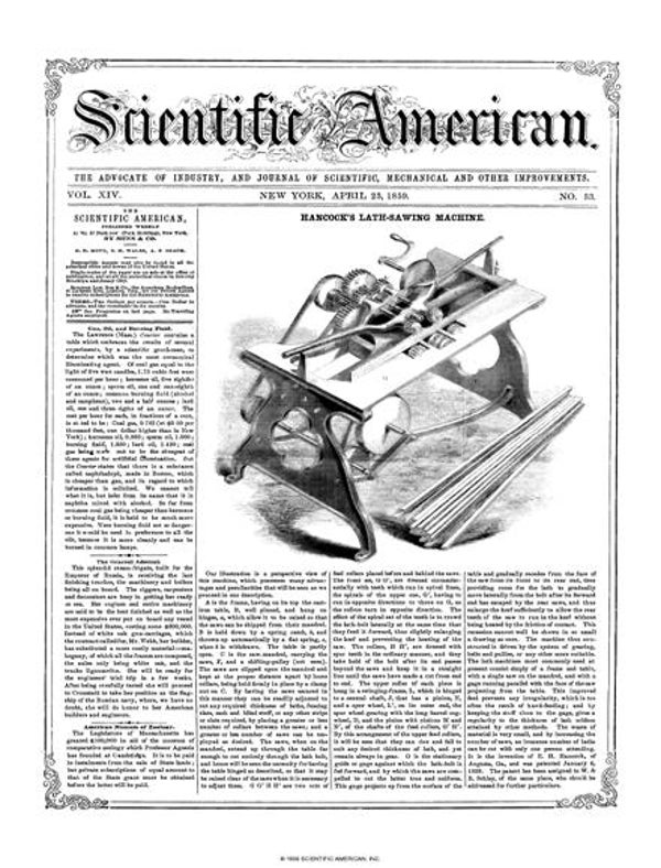 Scientific American Magazine Vol 14 Issue 33