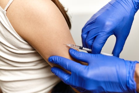 Little girl getting vaccinated.