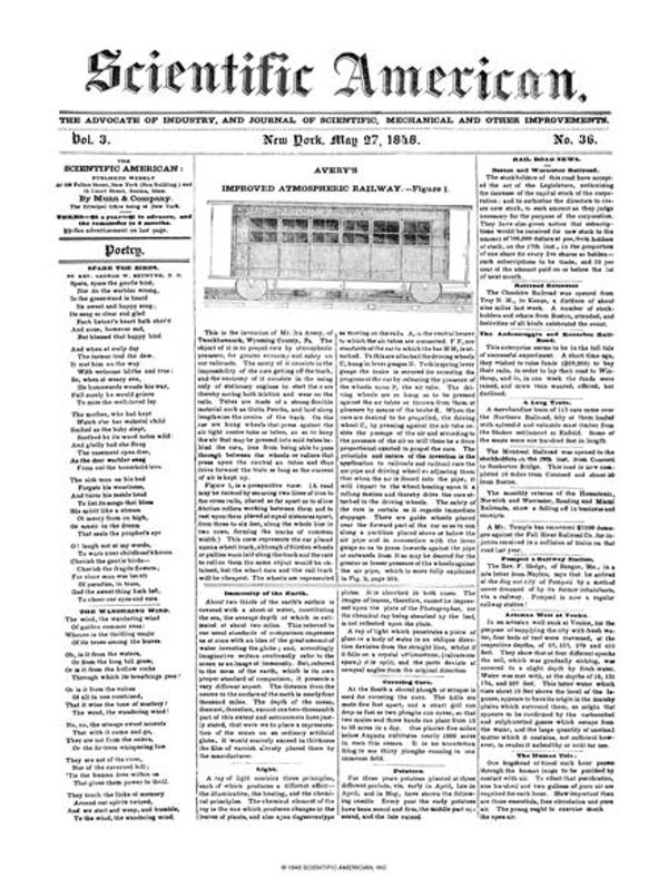 Scientific American Magazine Vol 3 Issue 36