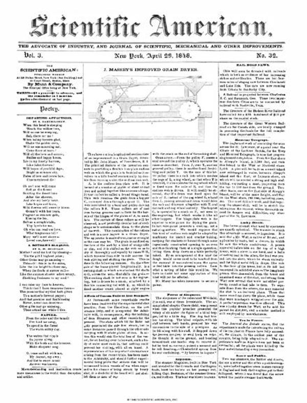 Scientific American Magazine Vol 3 Issue 32