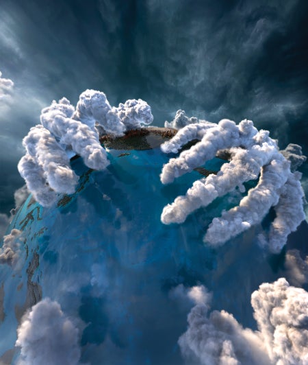 Vapor hands around the globe.