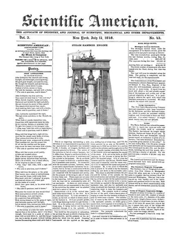 Scientific American Magazine Vol 3 Issue 43