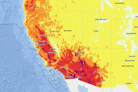 The NWS HeatRisk is an experimental color-numeric-based index that provides a forecast risk of heat-related impacts to occur over a 24-hour period. Minor heat risk is represented by yellow, moderate heat risk is represented by orange, major heat risk is represented by red, and extreme heat risk is represented by magenta. The forecast for Thursday, September 5th, 2024 shows major and extreme heat risk for the majority of western Arizona and central and southern California.